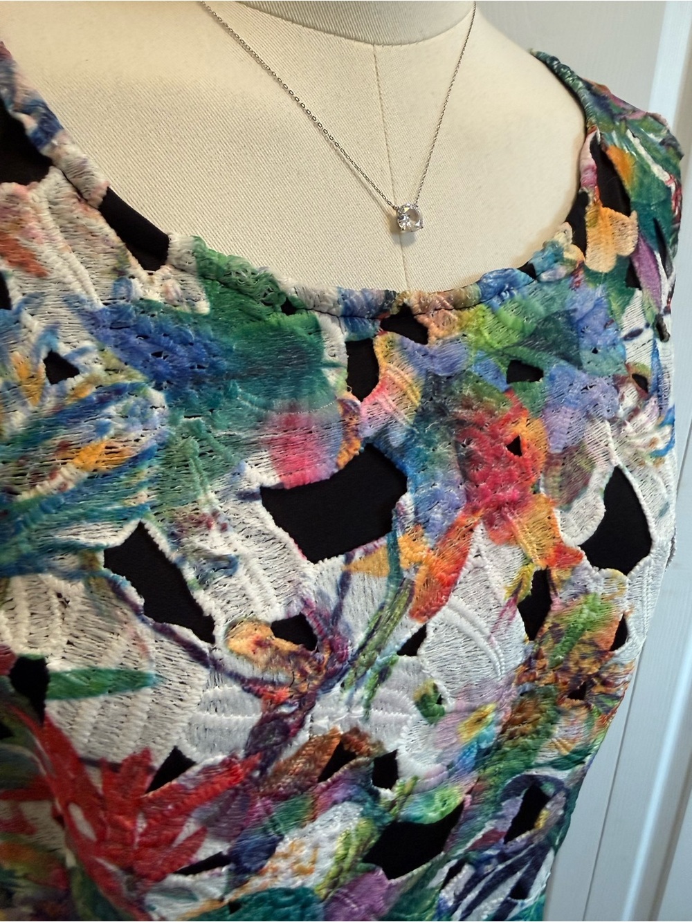 Joseph Ribkoff Multicolor Floral Lace Midi Dress - Picture 5 of 11